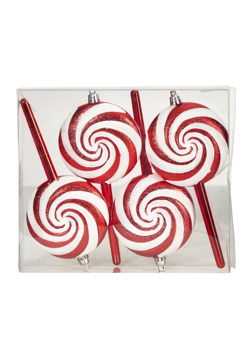 7 Inch Candy Cane Lollipop Holiday Deluxe Christmas Shatterproof Ornament Set of 4