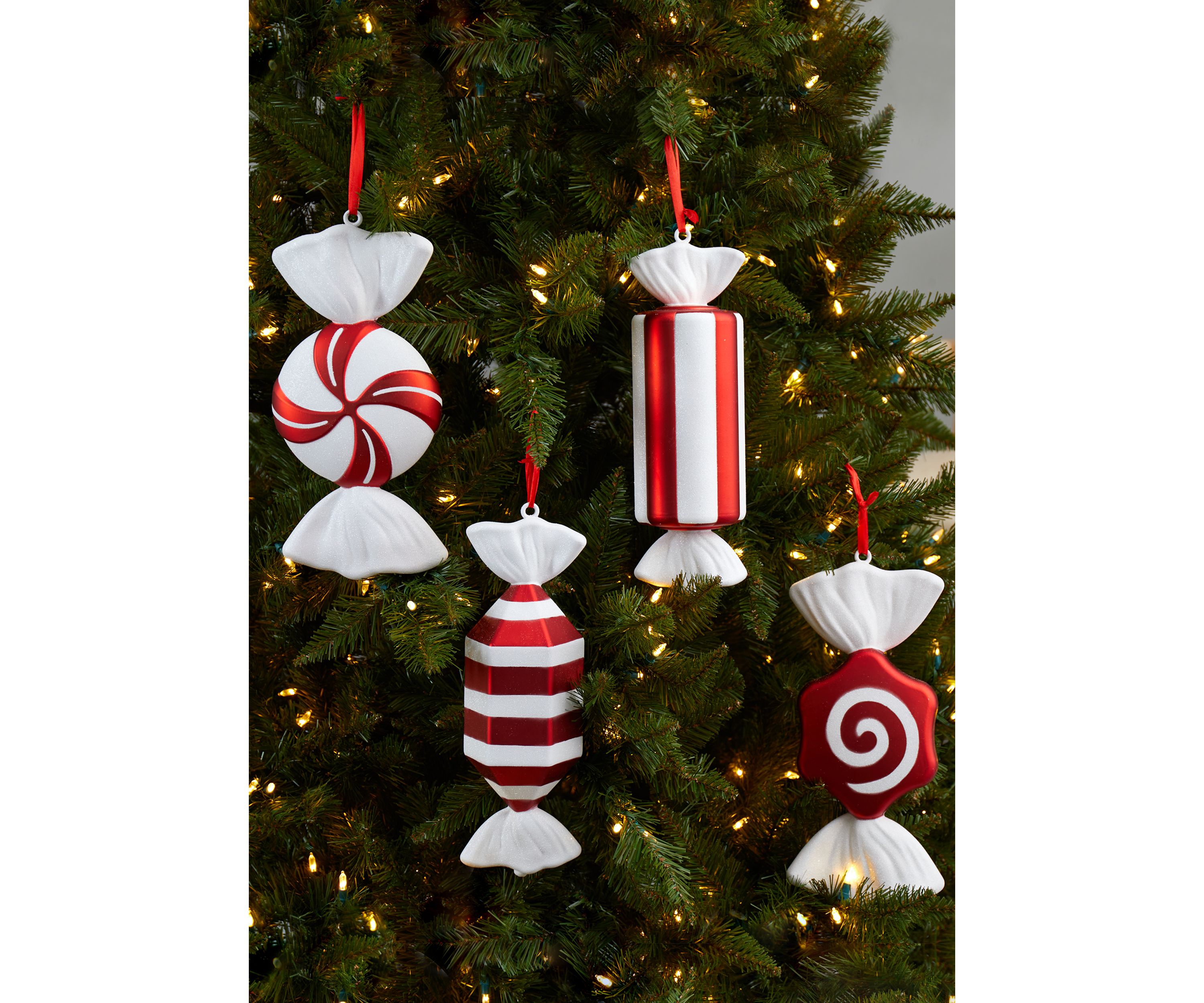 12 Inch Jumbo Assorted Candy Holiday Christmas Deluxe Shatterproof Ornament Set of 4