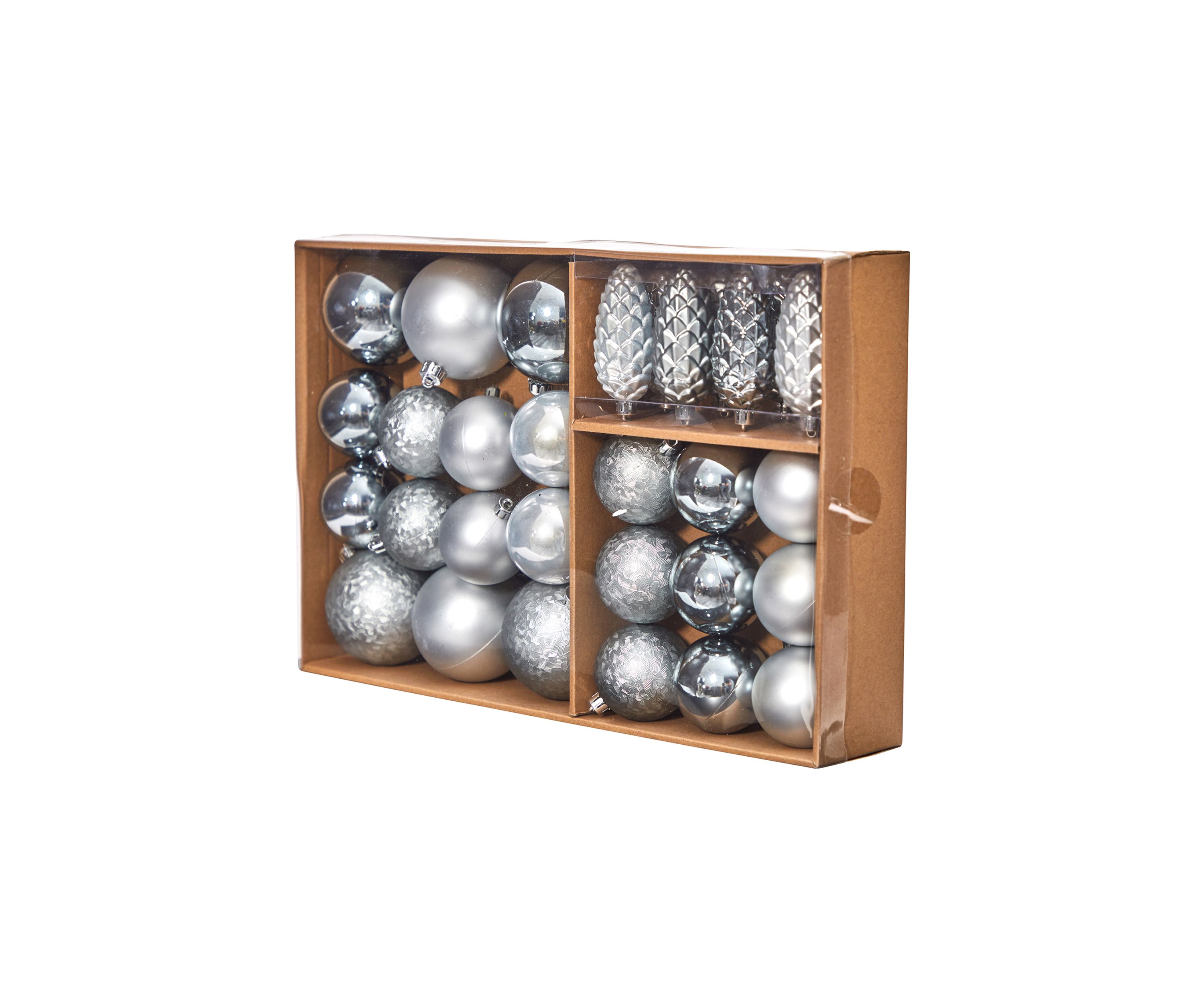 Holiday Christmas Lux Shatterproof Ornament Set with Reusable Storage Container