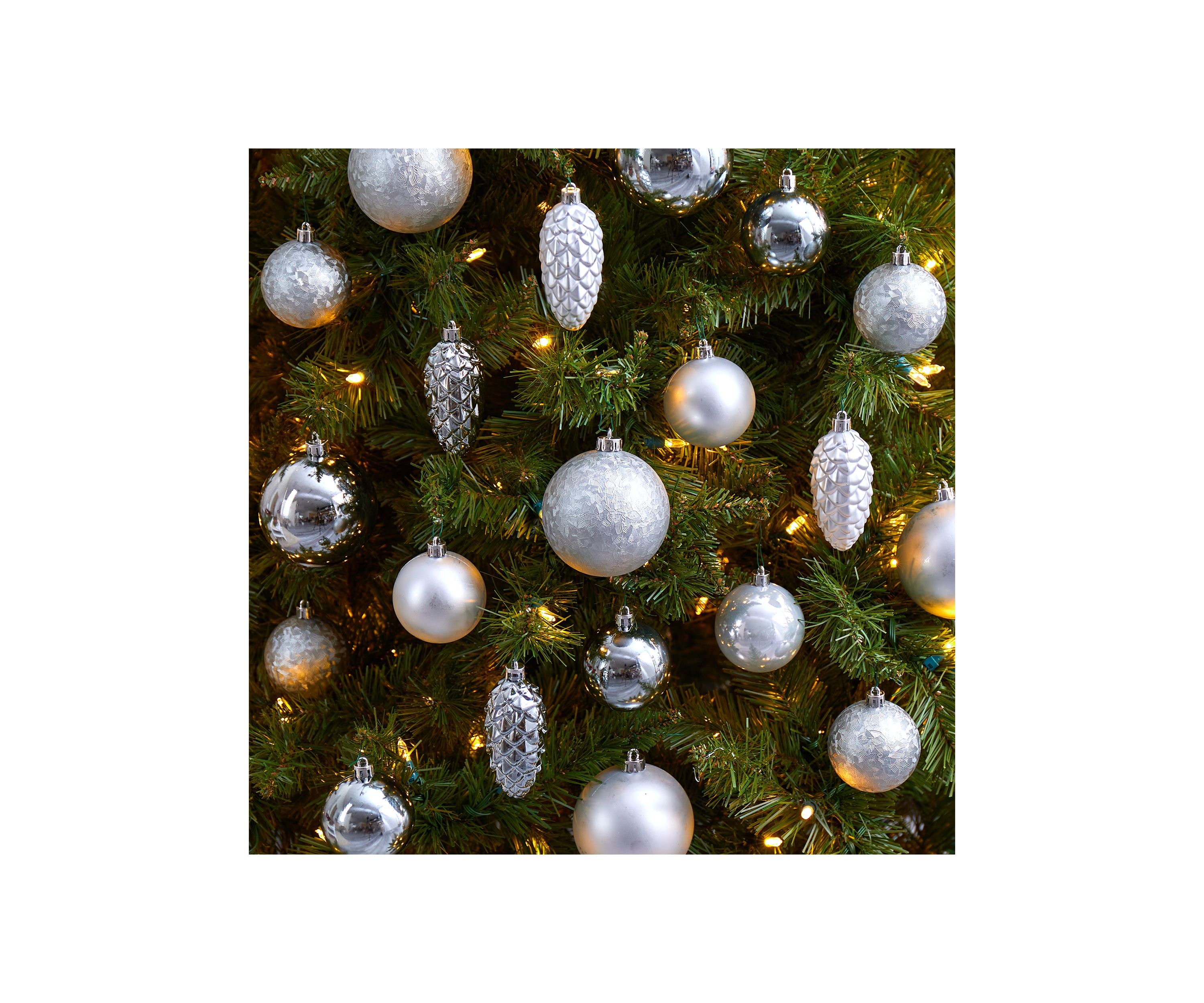 Holiday Christmas Lux Shatterproof Ornament Set with Reusable Storage Container