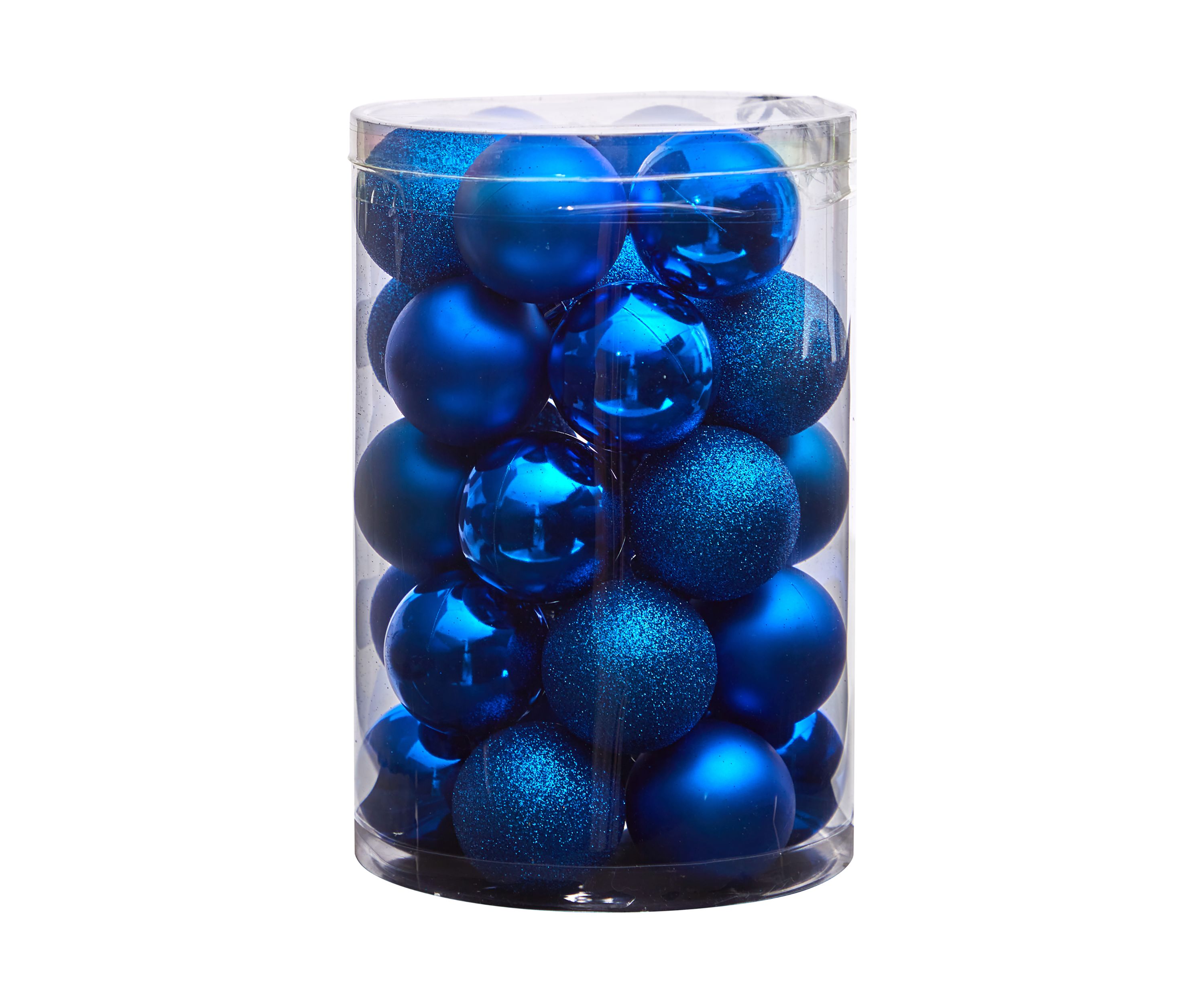 Holiday Christmas 30 Count 2.5 inch Shatterproof Ornament Set with Re-Useable Storage Container
