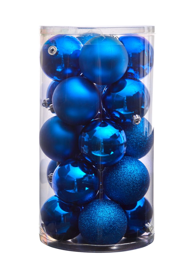Holiday Christmas 3" Shatterproof Ornament Set with Reusable Storage Container