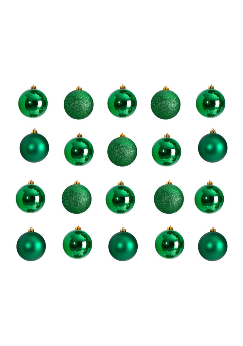 Holiday Christmas 20 Count 3 inch Shatterproof Ornament Set with Re-Useable Storage Container