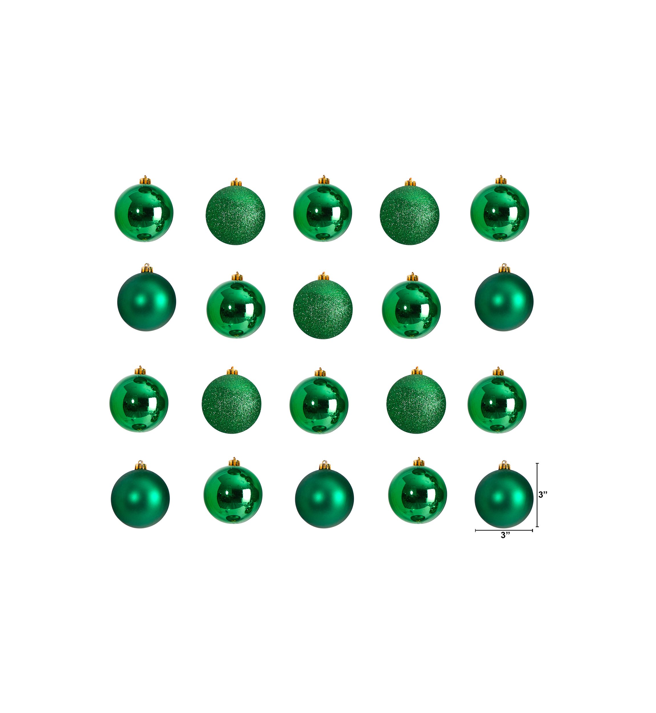 Holiday Christmas 20 Count 3 inch Shatterproof Ornament Set with Re-Useable Storage Container