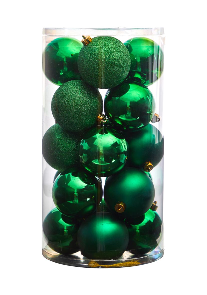 Holiday Christmas 20 Count 3 inch Shatterproof Ornament Set with Re-Useable Storage Container