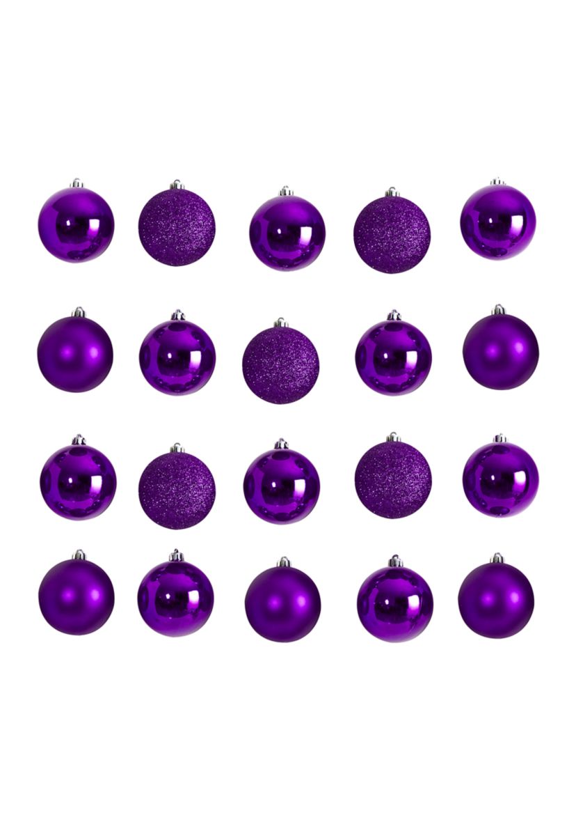 Holiday Christmas 20 Count 3 inch Shatterproof Ornament Set with Re-Useable Storage Container