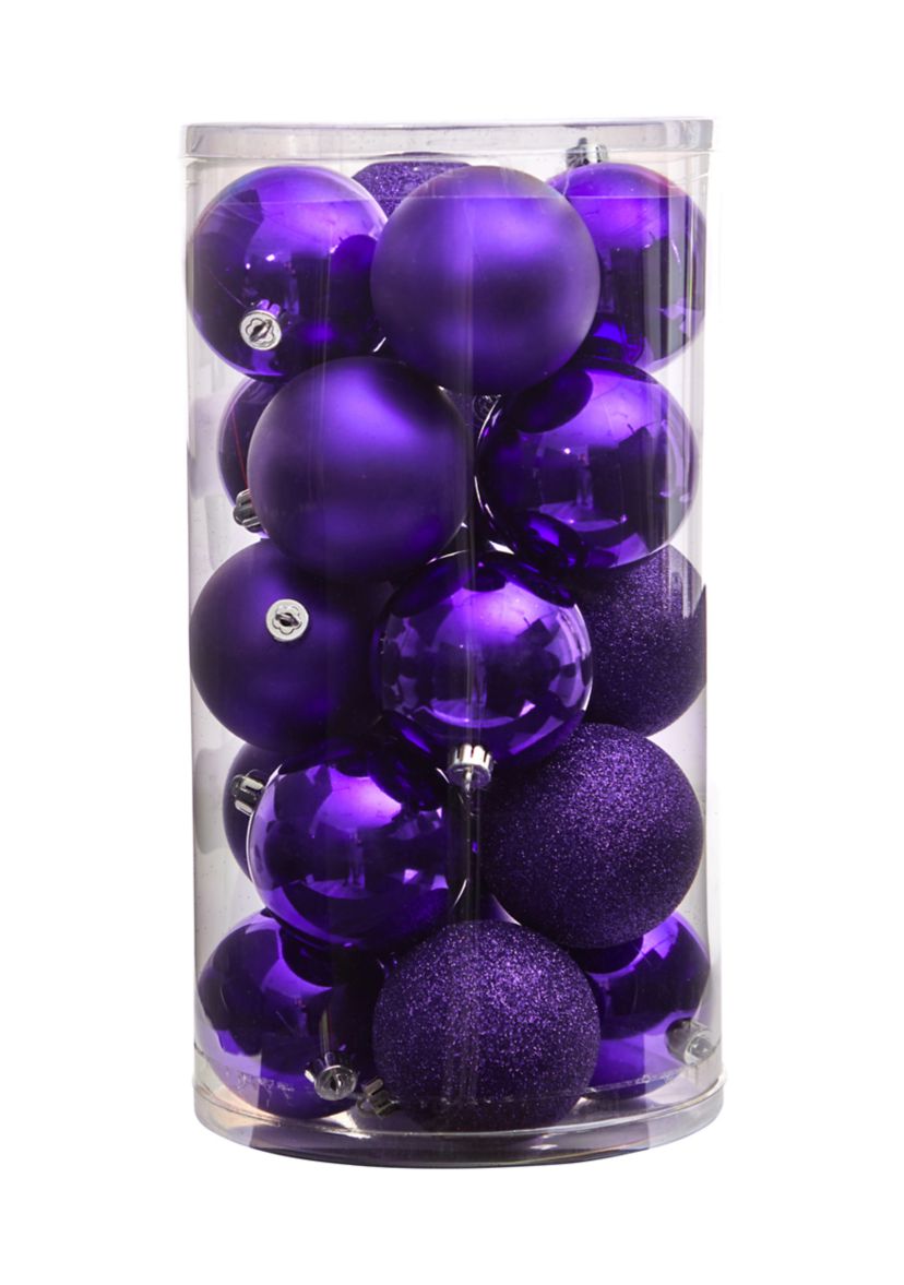 Holiday Christmas 20 Count 3 inch Shatterproof Ornament Set with Re-Useable Storage Container