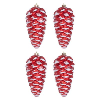 Nearly Natural 4-pc Christmas Pinecone Shatterproof Ornaments, Red