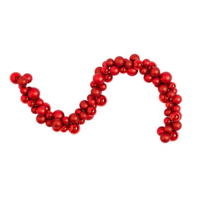 Nearly Natural 6-Foot Christmas Garland with Red Shatterproof Ornaments