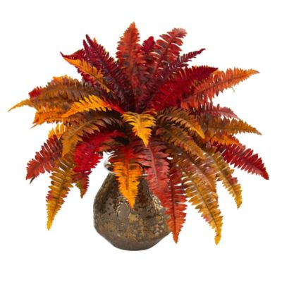 20-Inch Autumn Boston Fern Artificial Plant in Planter