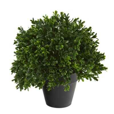 Nearly Natural 10-Inch Boxwood Topiary Artificial Plant UV Resistant (Indoor/Outdoor), Green