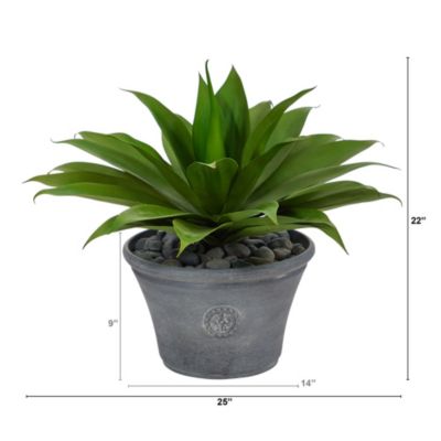 22-Inch Agave Succulent Artificial Plant in Gray Planter