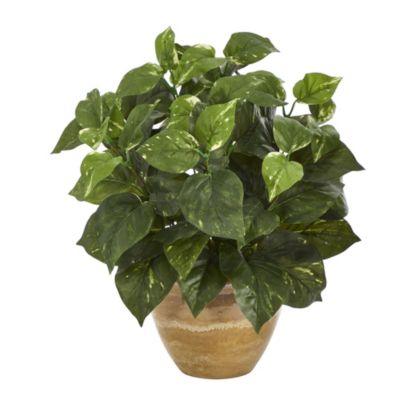 14-Inch Pothos Artificial Plant in Ceramic Planter