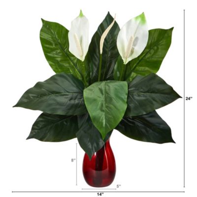 24-Inch Spathiphyllum Artificial Plant in Ruby Planter