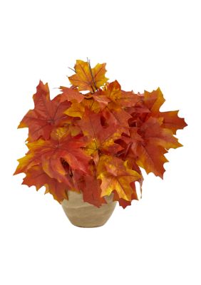 Nearly Natural 16 Inch Autumn Maple Leaf Artificial Plant In Decorative Planter