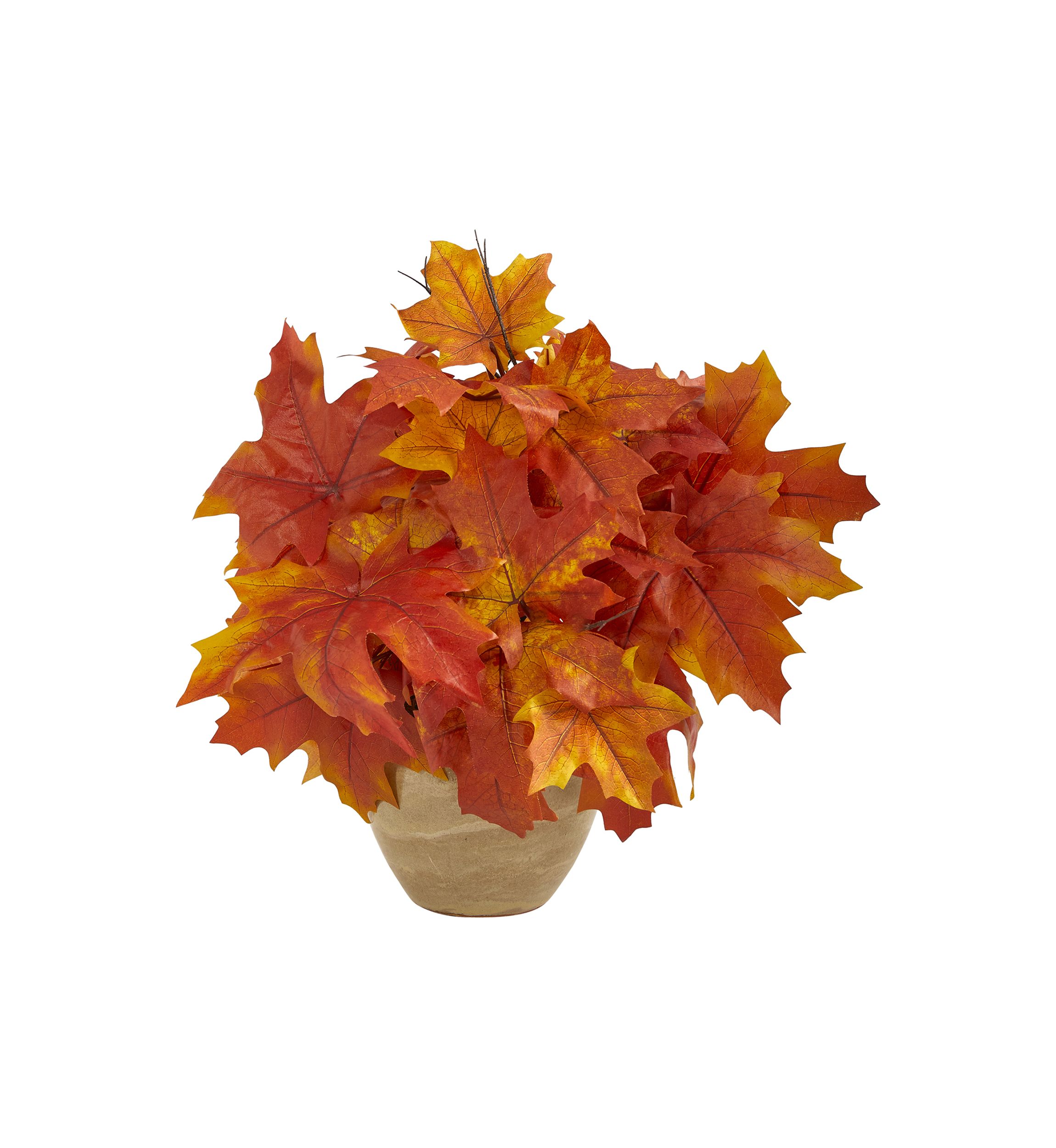 16 Inch Autumn Maple Leaf Artificial Plant in Decorative Planter