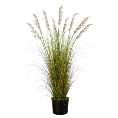 6-Foot Grass Artificial Plant in Black Tin Planter