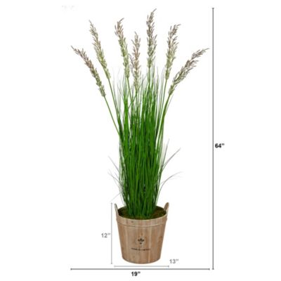 64-Inch Wheat Grass Artificial Plant in Farmhouse Planter