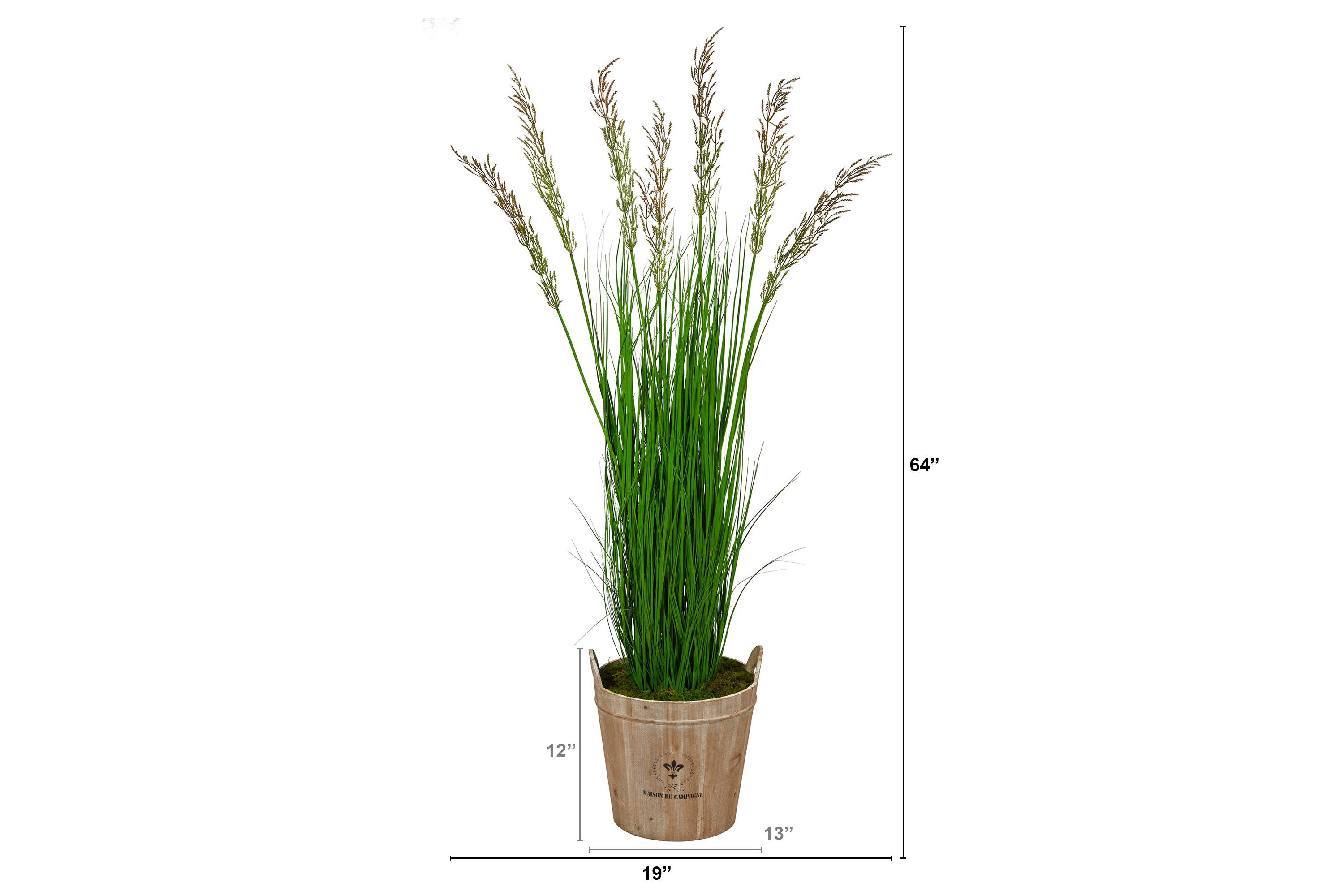 64-Inch Wheat Grass Artificial Plant in Farmhouse Planter