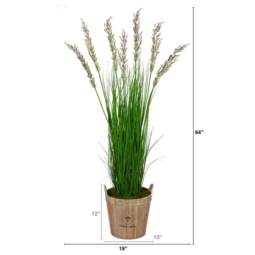 64-Inch Wheat Grass Artificial Plant in Farmhouse Planter
