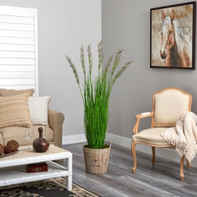 64-Inch Wheat Grass Artificial Plant in Farmhouse Planter