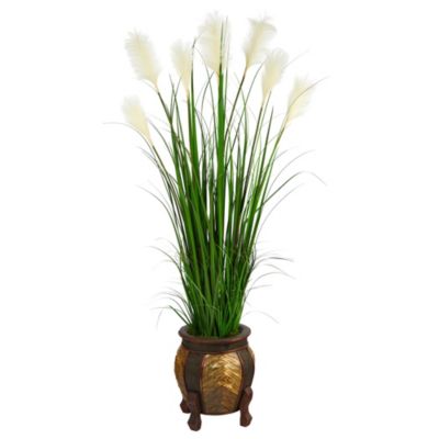 63-Inch Wheat Plume Grass Artificial Plant in Decorative Planter