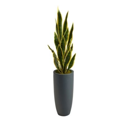 3.5-Foot Sansevieria Artificial Plant in Gray Planter