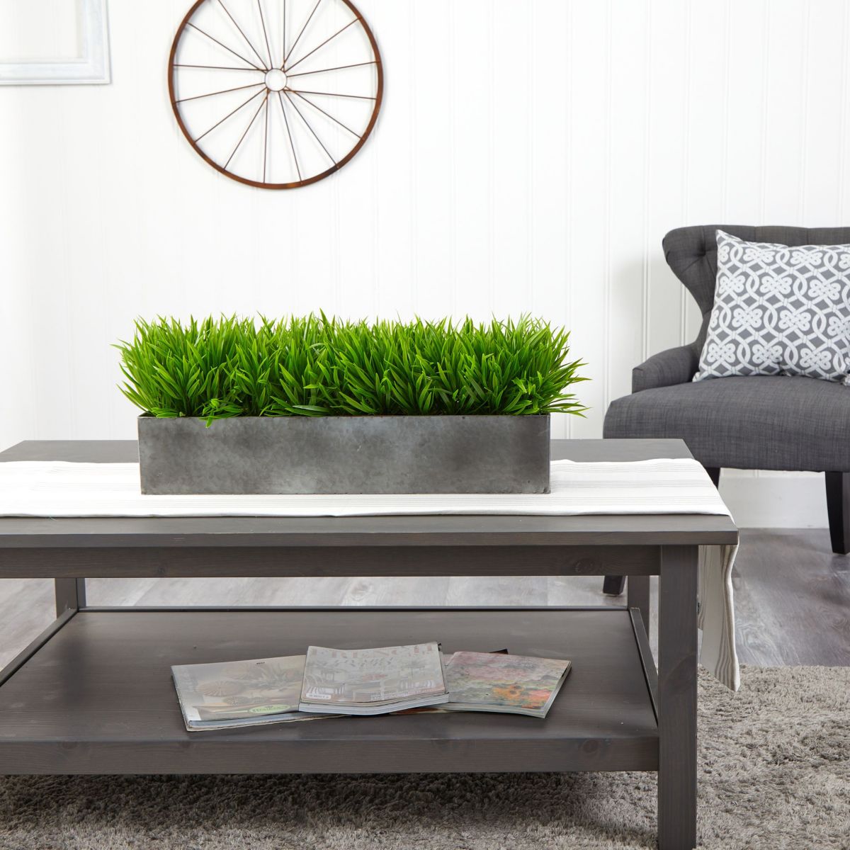 25-Inch Wild Grass Artificial Plant in Metal Planter