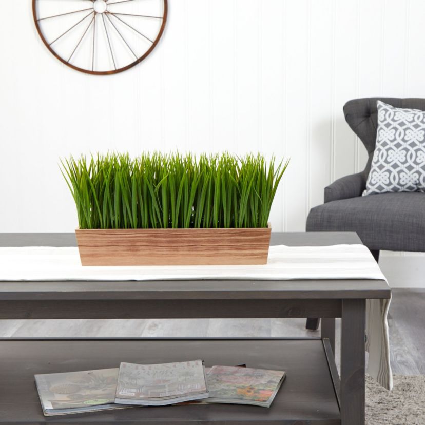 20-Inch Vanilla Grass Artificial Plant in Decorative Planter