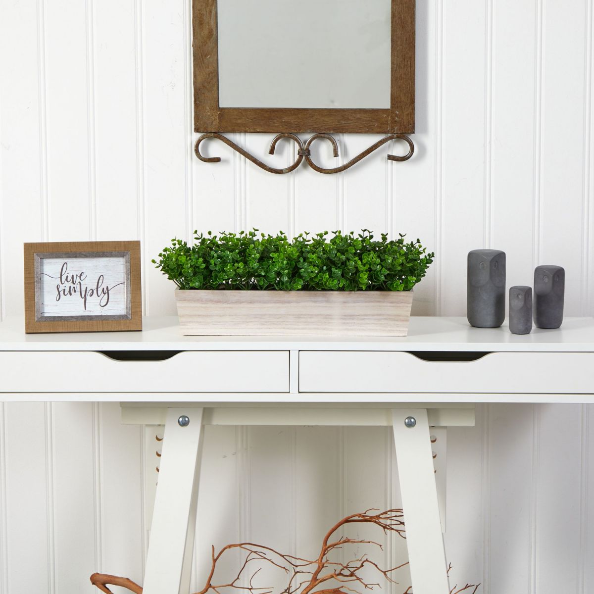 19-Inch Eucalyptus Artificial Plant in Decorative Planter