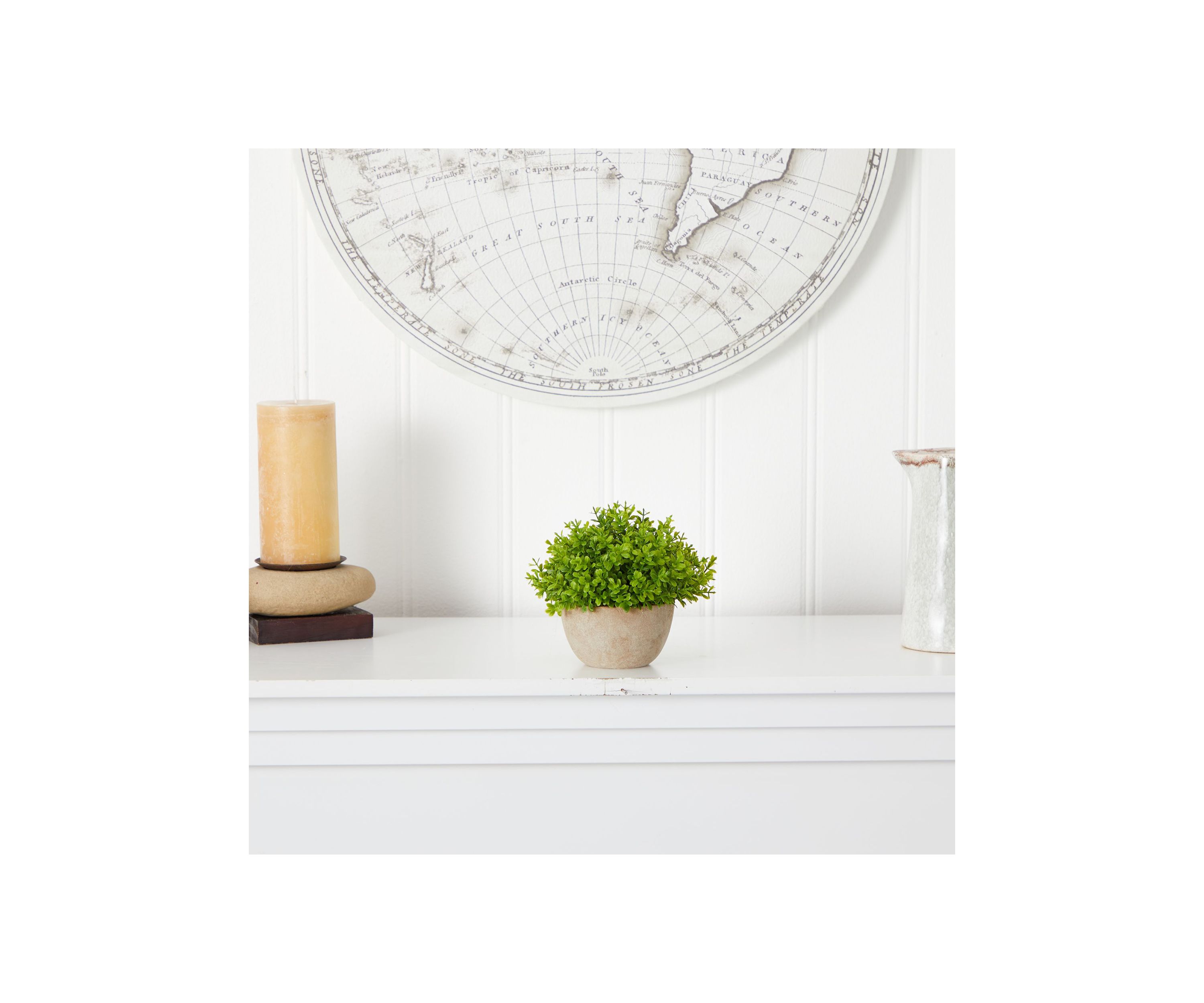5-Inch Boxwood Artificial Plant in Decorative Planter