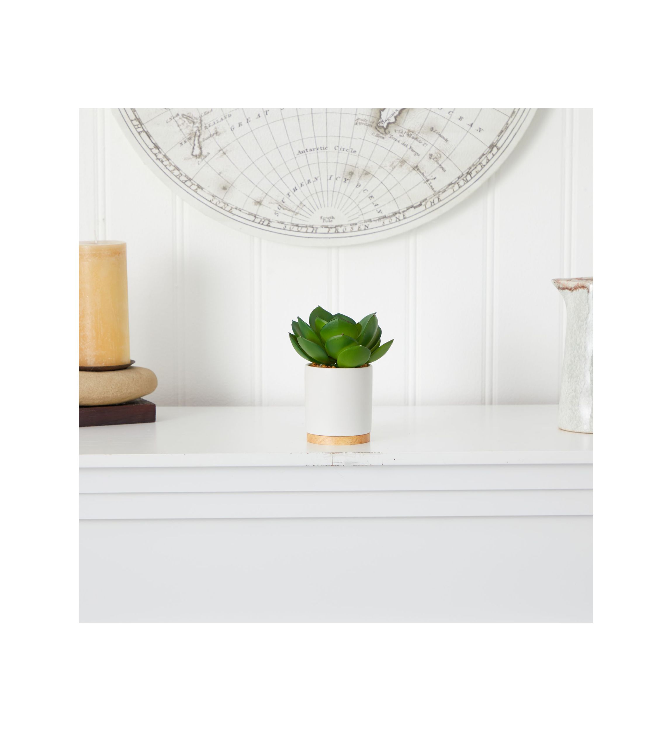 6-Inch Succulent Artificial Plant in White Ceramic Planter