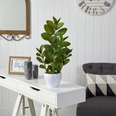 22-Inch Zamioculcas Artificial Plant in White Planter