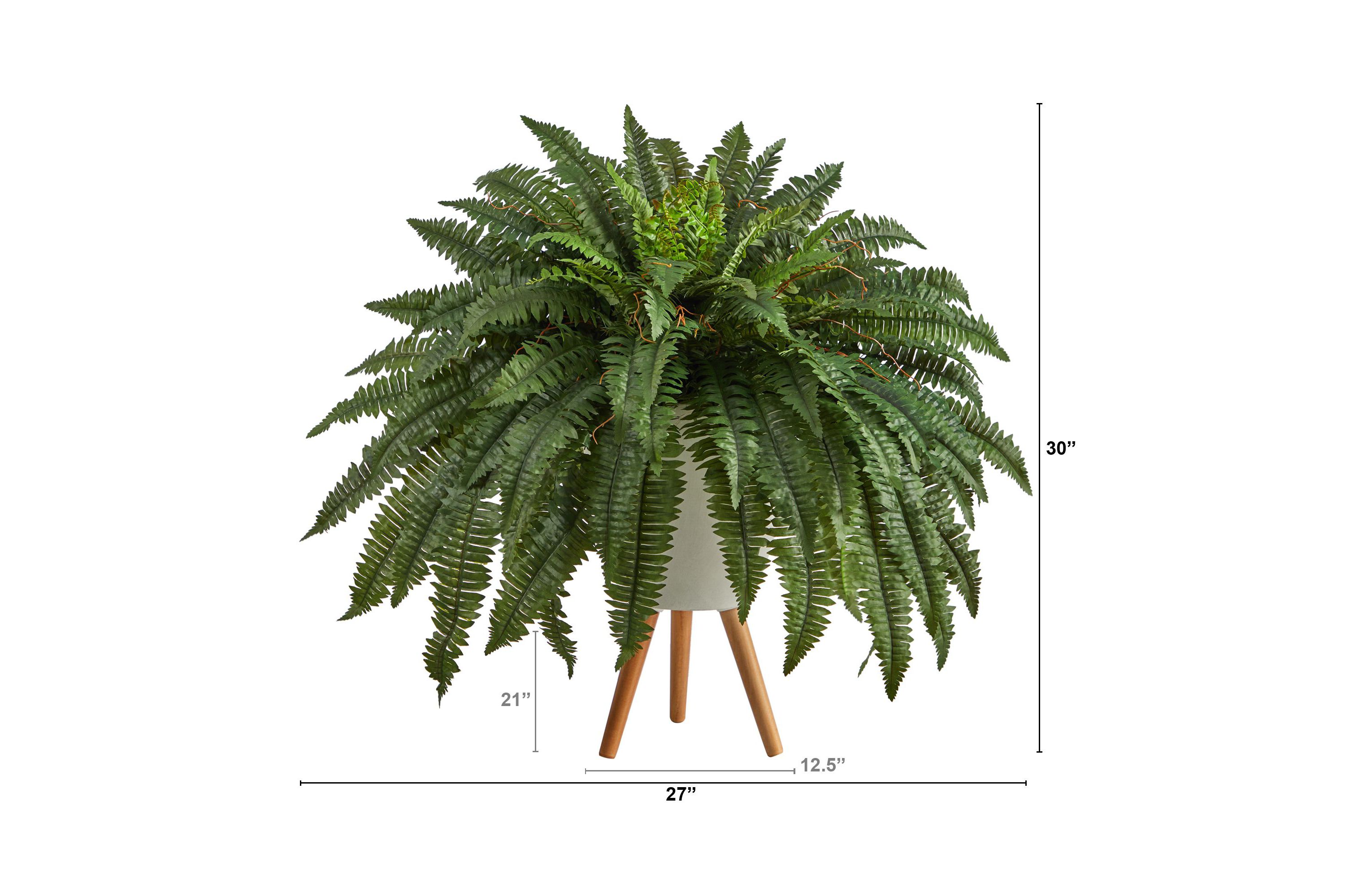 2.5-Foot Boston Fern Artificial Plant in White Planter with Legs