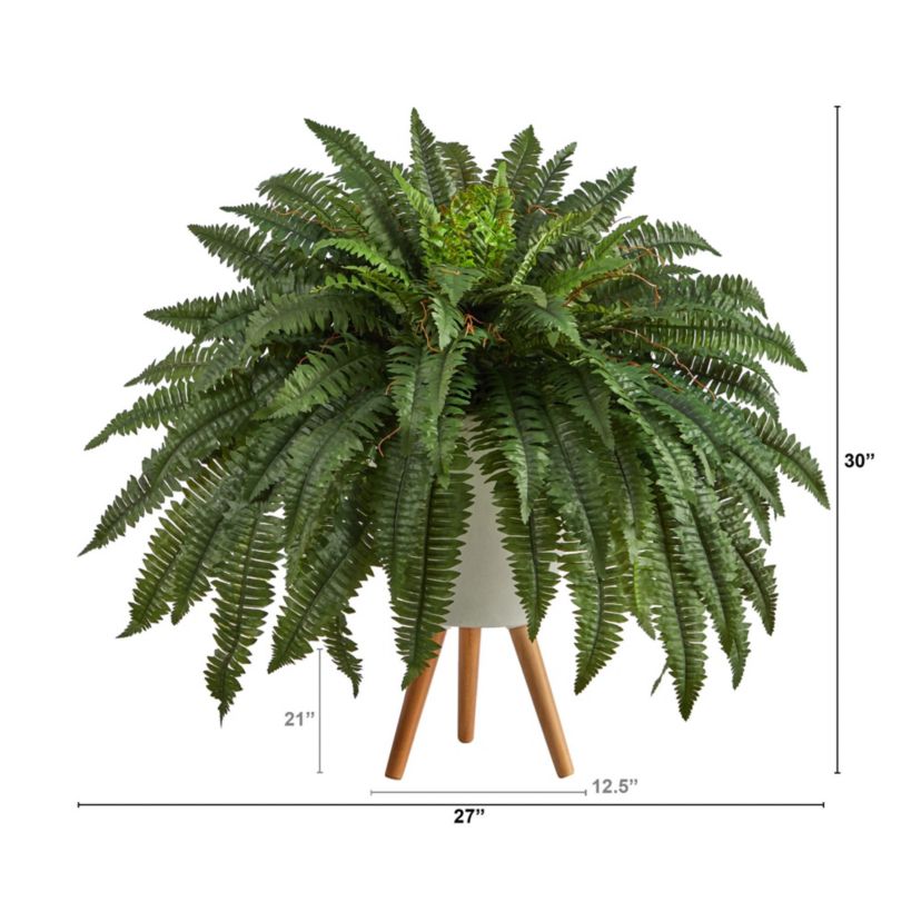 2.5-Foot Boston Fern Artificial Plant in White Planter with Legs