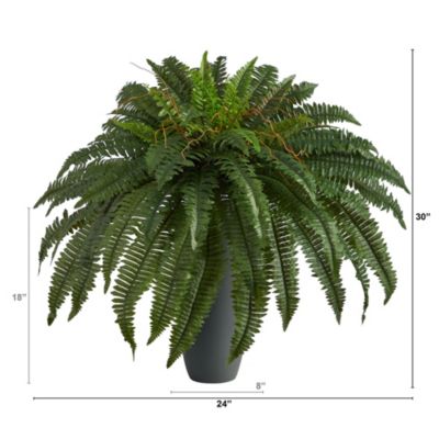 2.5-Foot Boston Fern Artificial Plant in Gray Planter