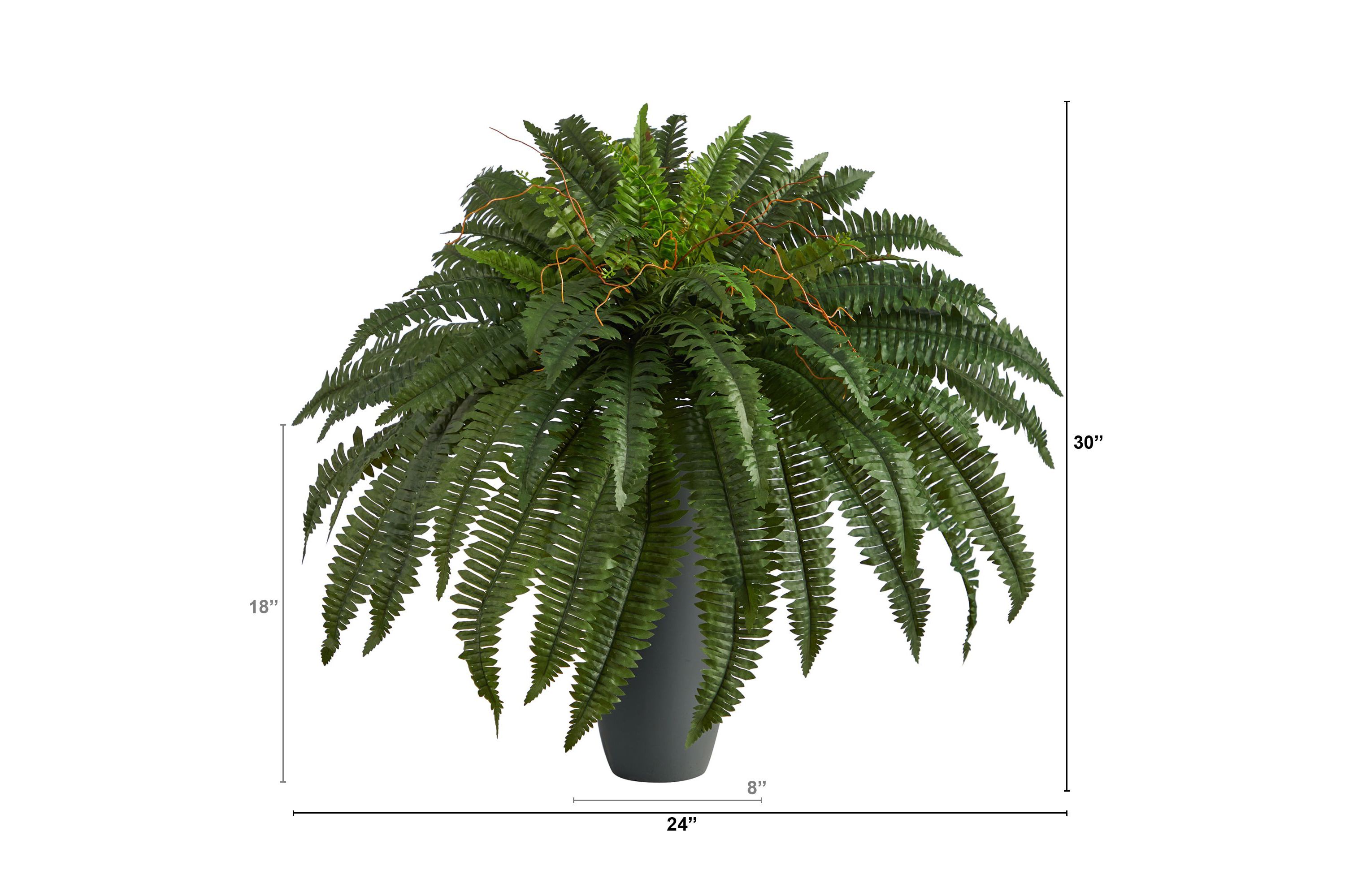 2.5-Foot Boston Fern Artificial Plant in Gray Planter