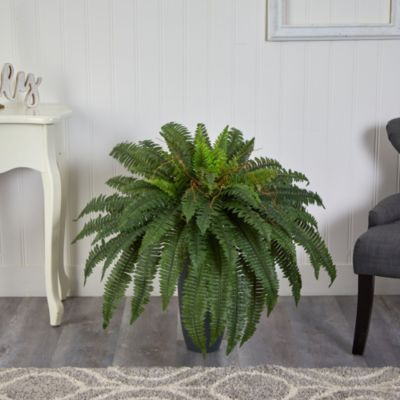 2.5-Foot Boston Fern Artificial Plant in Gray Planter