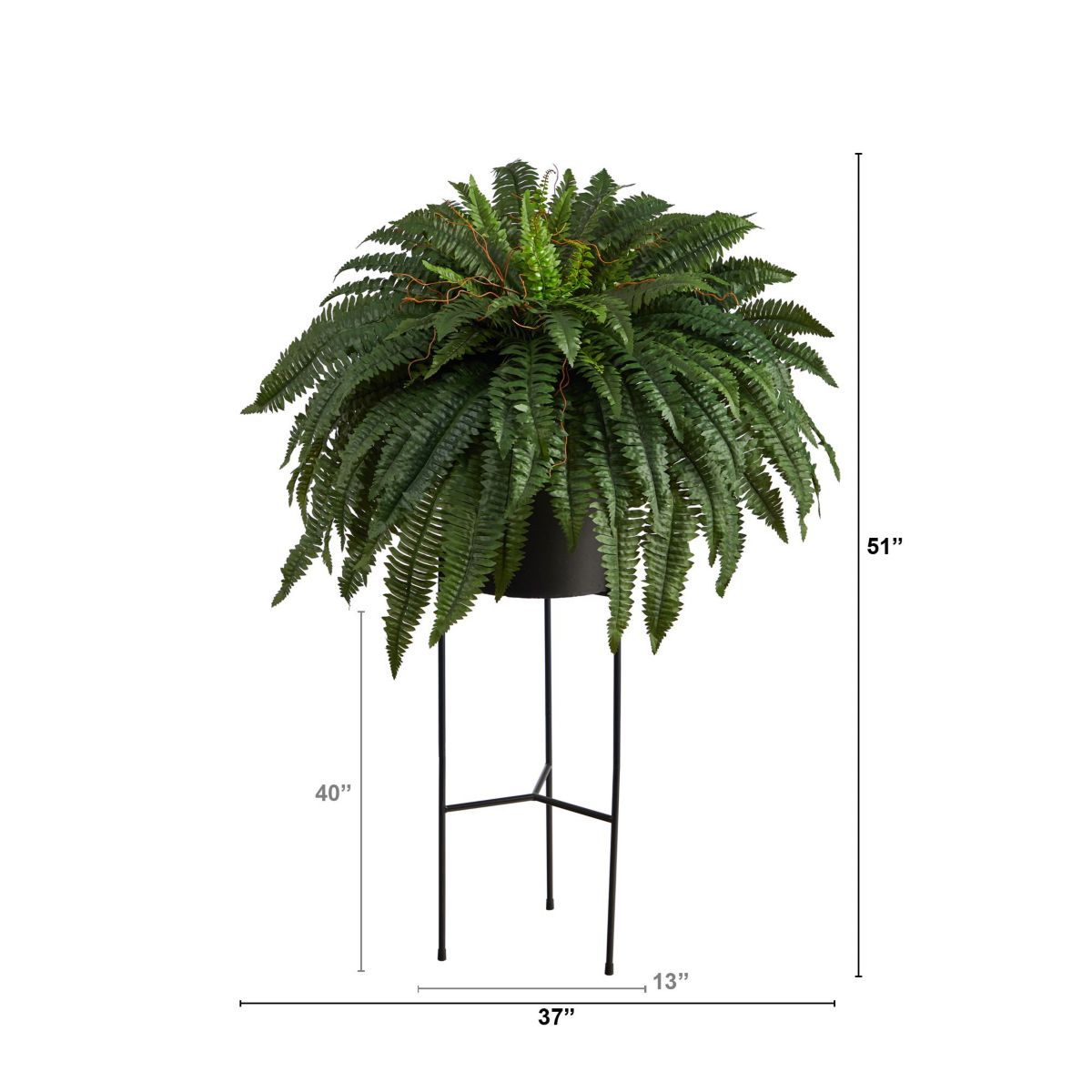 51-Inch Boston Fern Artificial Plant in Black Planter with Stand