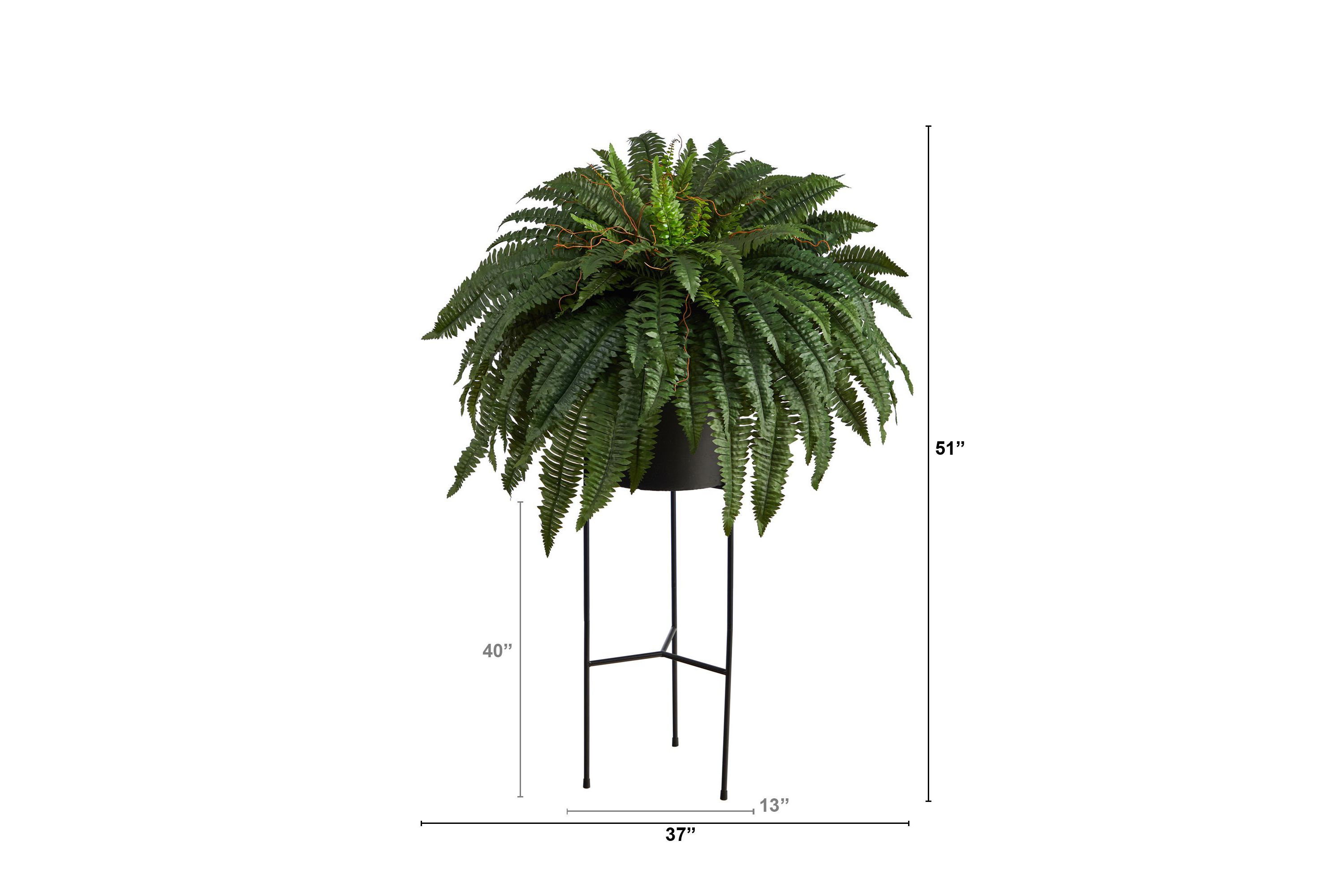 51-Inch Boston Fern Artificial Plant in Black Planter with Stand