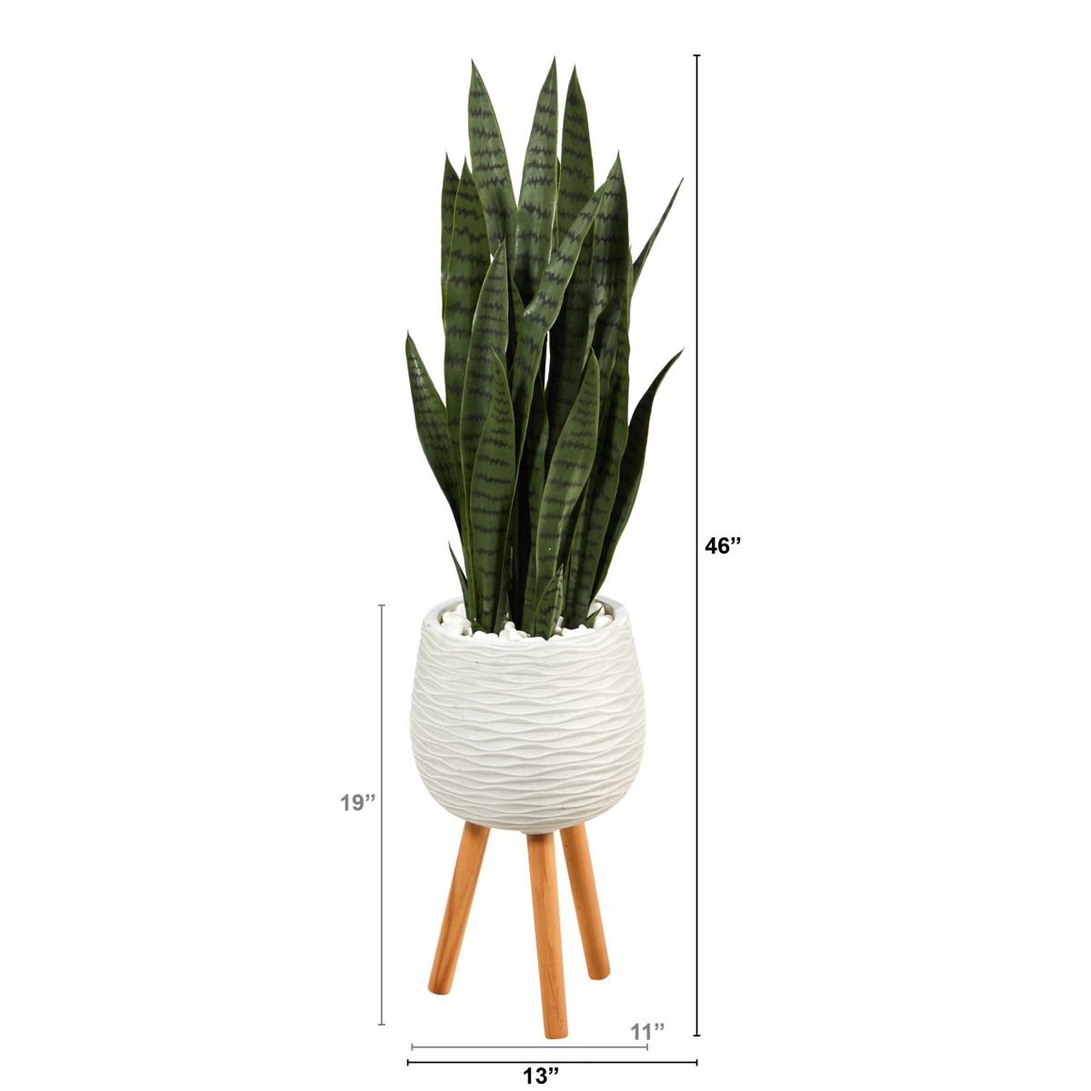 46-Inch Sansevieria Artificial Plant in White Planter with Stand