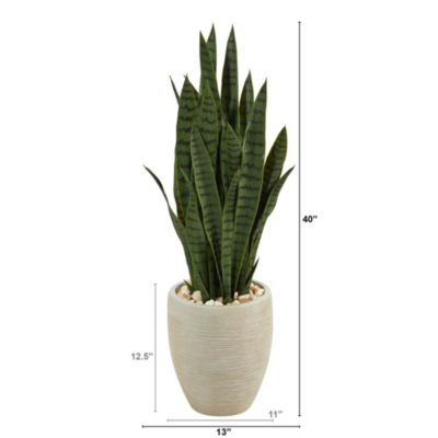 40-Inch Sansevieria Artificial Plant in Sand Colored Planter