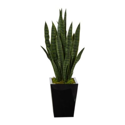 40-Inch Sansevieria Artificial Plant in Black Metal Planter