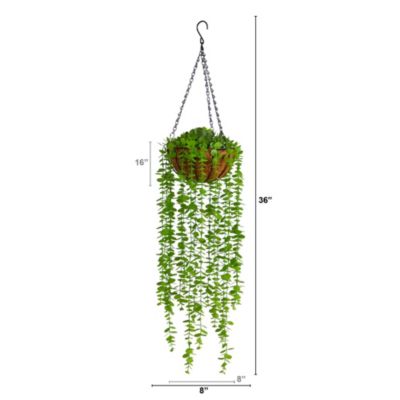 3-Foot Eucalyptus Artificial Plant in Hanging Basket