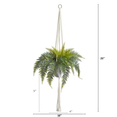 25-Inch Fern Hanging Artificial Plant in Decorative Basket