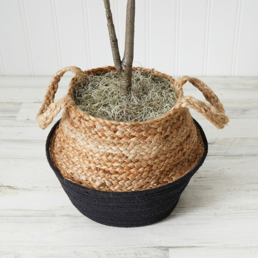 3-Foot Artificial Fiddle Leaf Fig Tree with Handmade Cotton and Jute Woven Basket DIY Kit