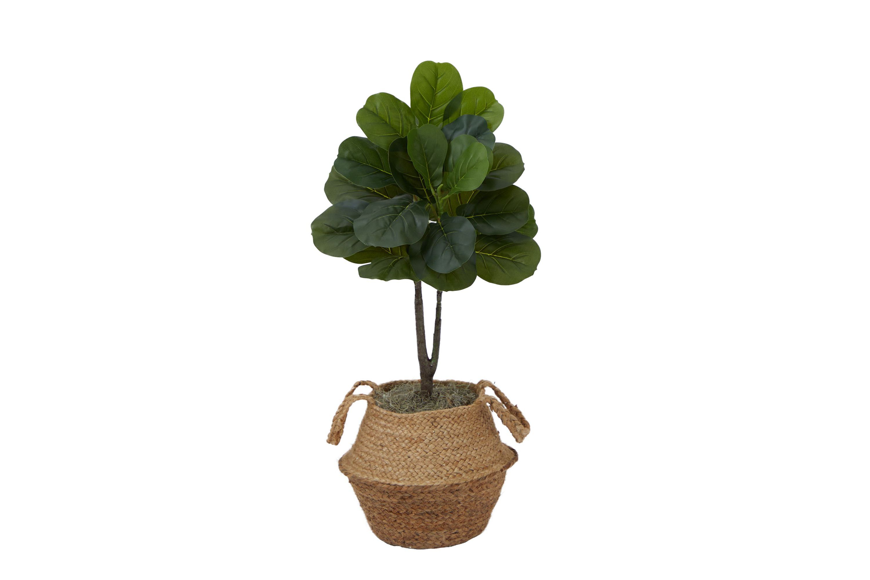 3-Foot Artificial Fiddle Leaf Fig Tree with Handmade Cotton and Jute Woven Basket DIY Kit