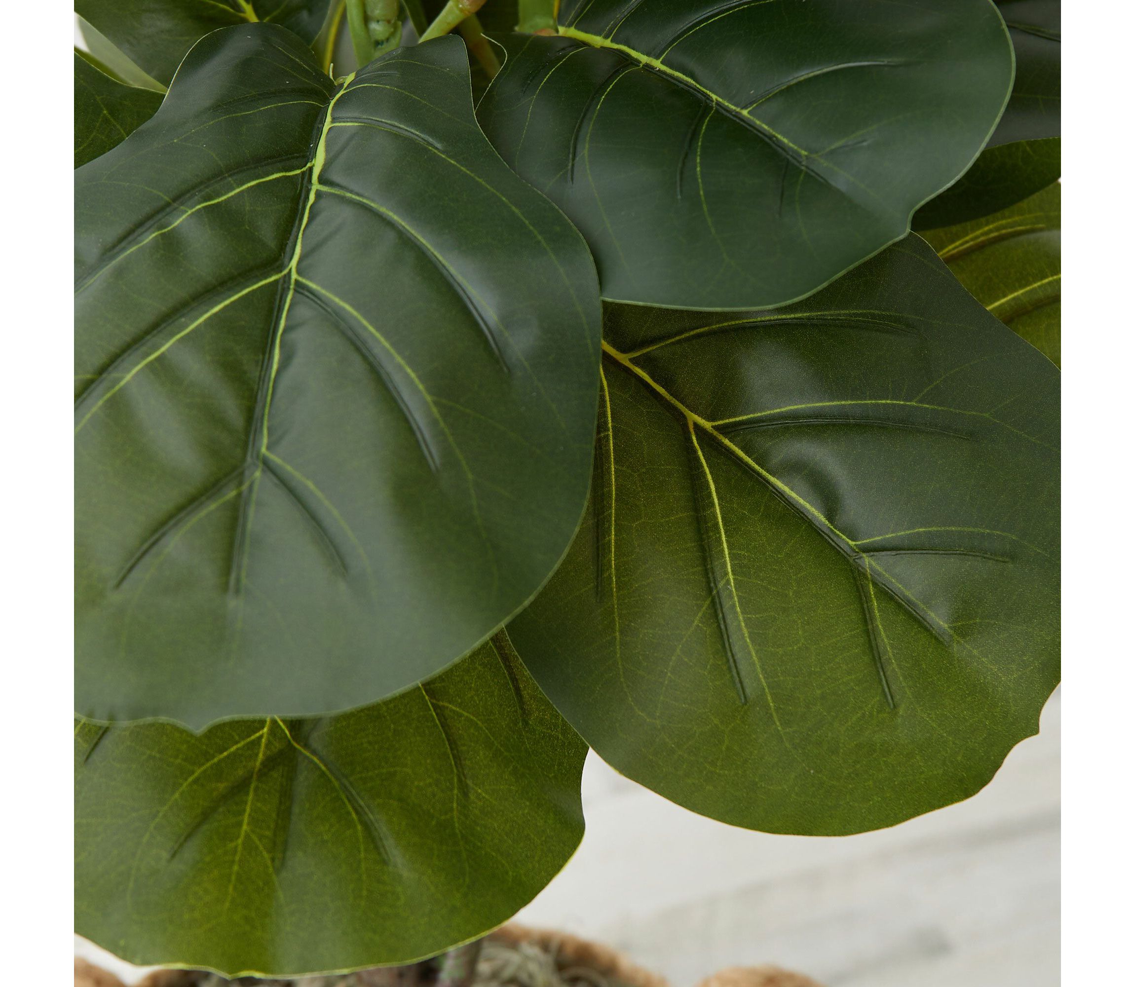 3-Foot Artificial Fiddle Leaf Fig Tree with Handmade Cotton and Jute Woven Planter DIY Kit - Set of 2