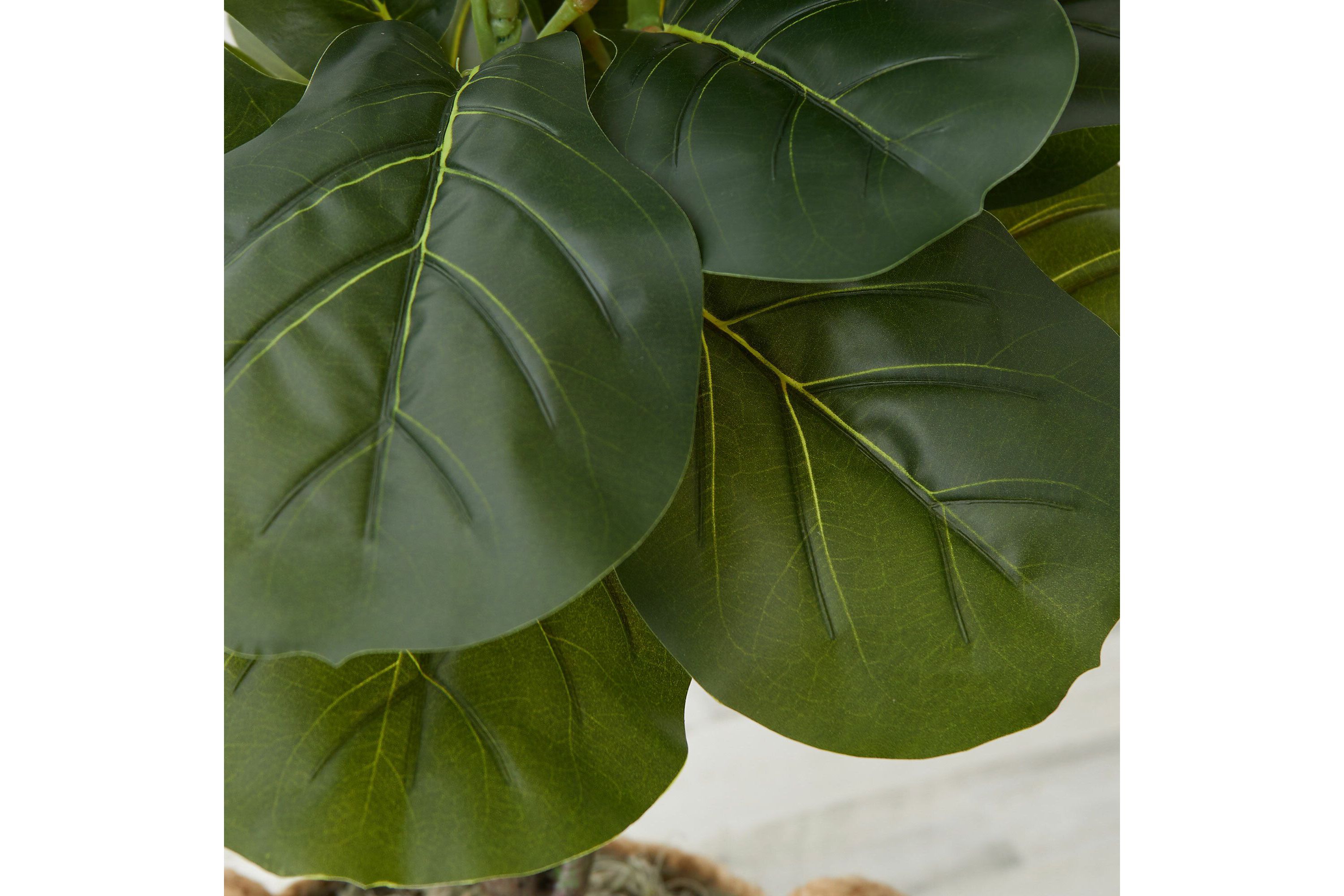 3-Foot Artificial Fiddle Leaf Fig Tree with Handmade Cotton and Jute Woven Planter DIY Kit - Set of 2