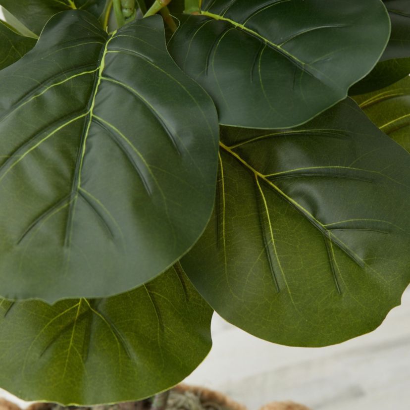 3-Foot Artificial Fiddle Leaf Fig Tree with Handmade Cotton and Jute Woven Planter DIY Kit - Set of 2